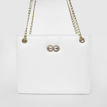 Bella White Croc Chain Bag