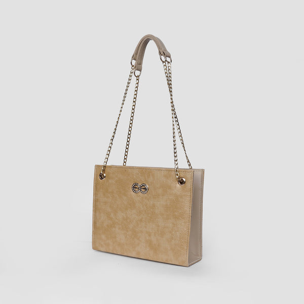 Bella Beige Croc Chain Bag