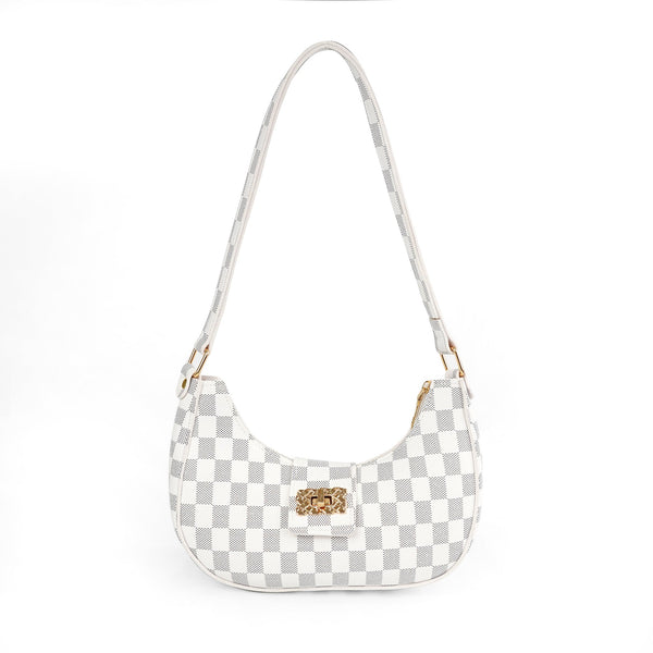 Chelsea Checkered White Shoulder Bag