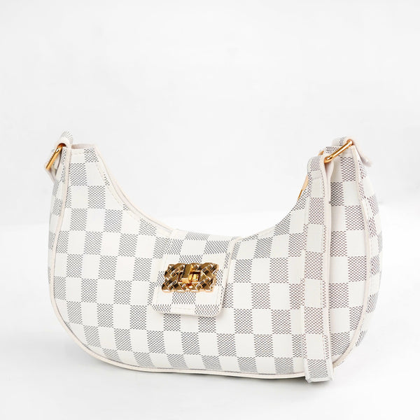 Chelsea Checkered White Shoulder Bag