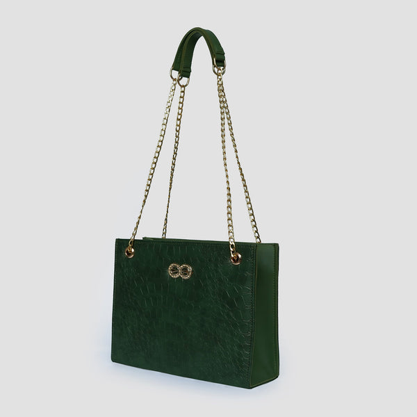 Bella Green Croc Chain Bag