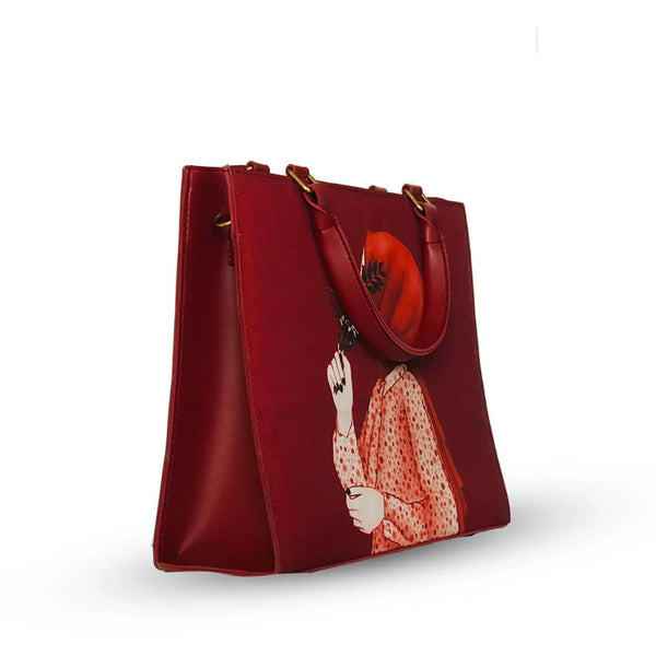 Floral Maroon Tote Bag